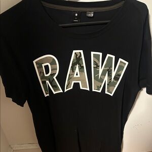G-Star Black Tee with Camouflage Print